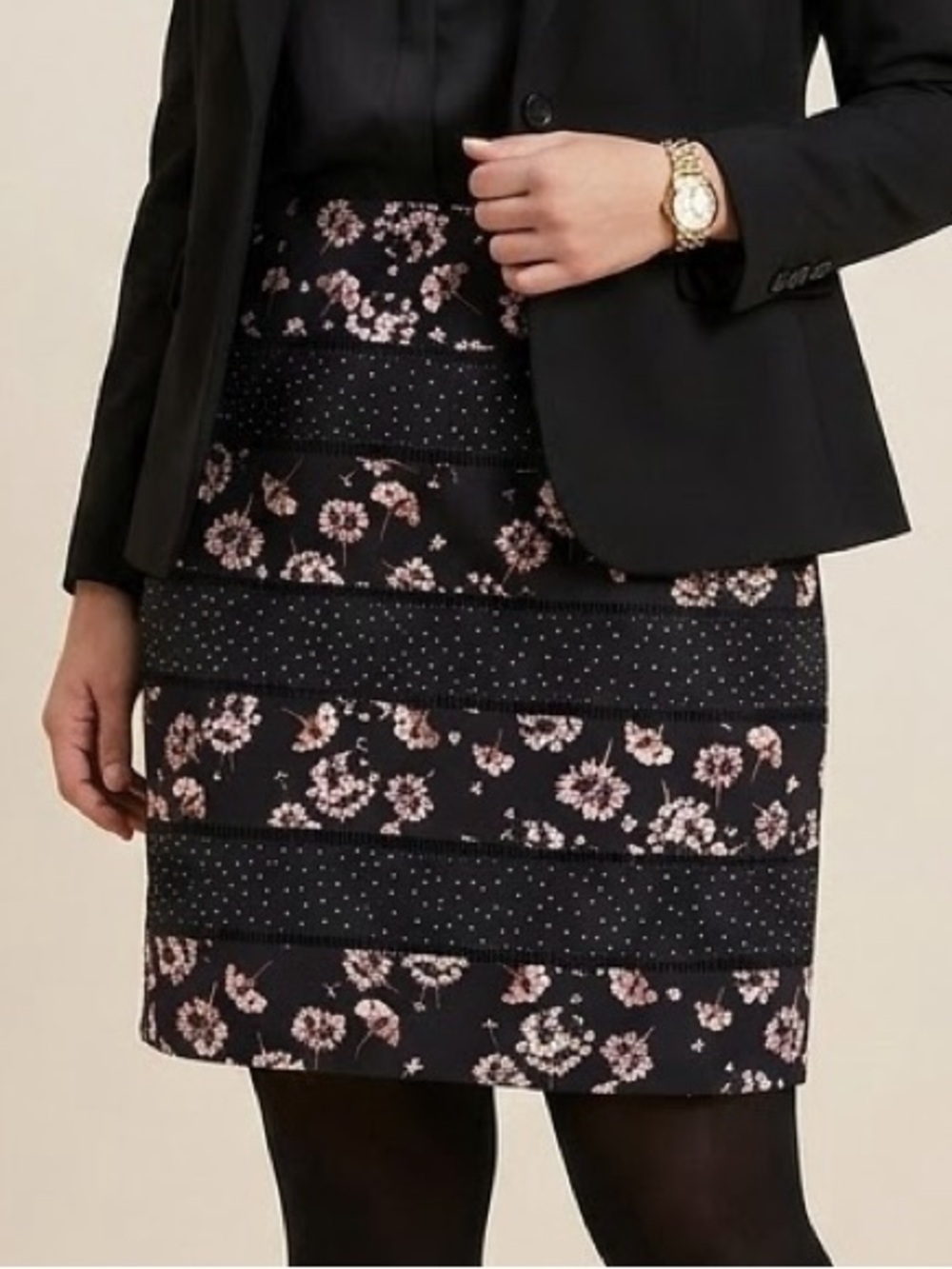 WHBM Floral Polka Dot Ladder Lace Skirt 12 Whimsigoth Coquette Corpcore Academia